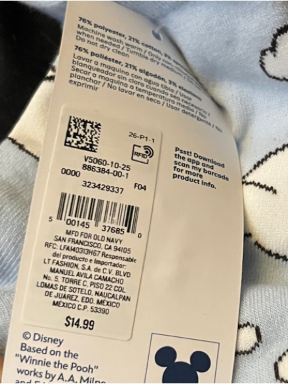 6 Pairs of Old Navy Womens Socks- 3 Winnie the Pooh /3 Solid with Floral Detail - Picture 5 of 9